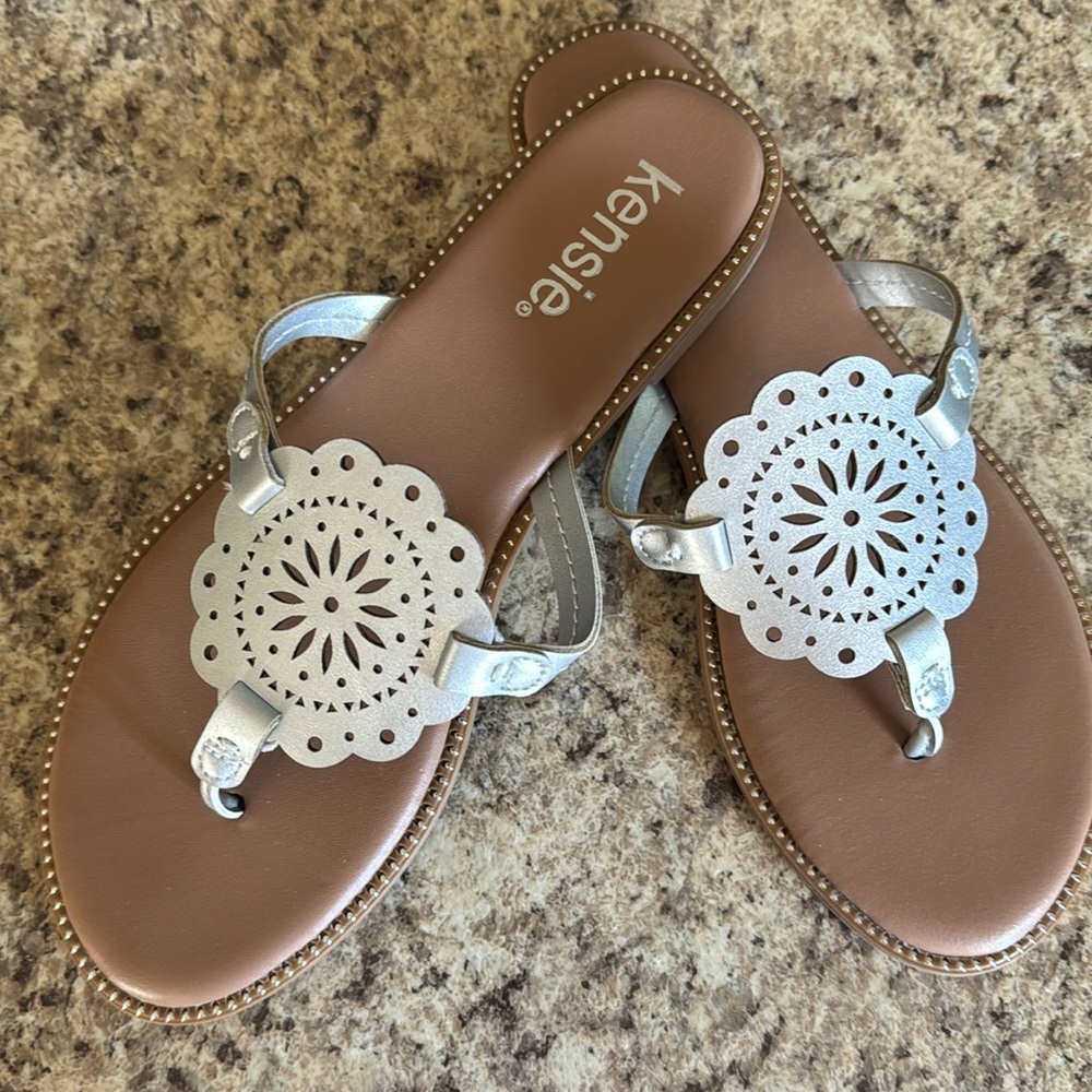Silver medallion sandals